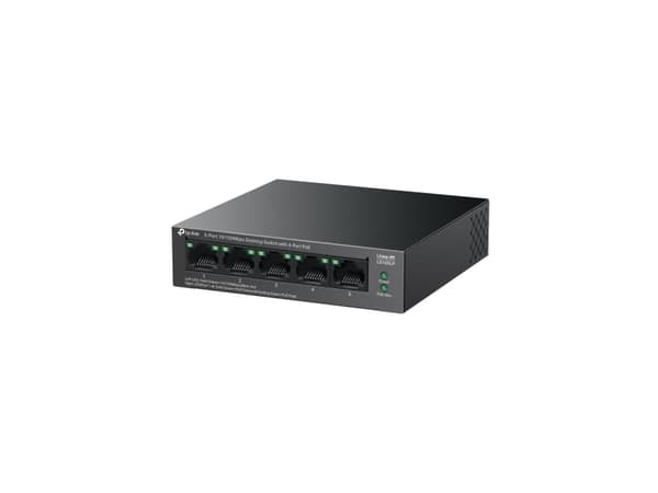 TP-Link LiteWave LS105P, Ohanterad, Fast Ethernet (10/100), Strömförsörjning via Ethernet (PoE) stöd, Monteringsbar på väggen