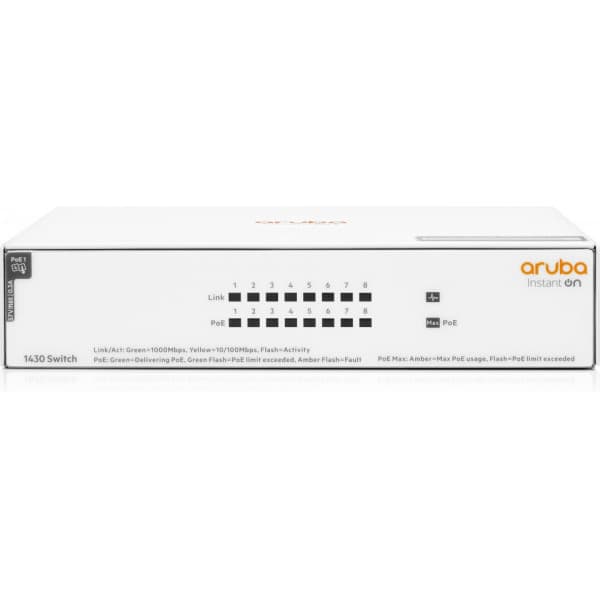 HPE Aruba Instant On 1430 8G Class4 PoE 64W - 8-port switch (R8R46A) Vit