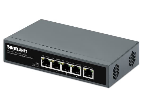 Intellinet 562010, Uhåndtert, Gigabit Ethernet (10/100/1000), Full tosidig, Strøm over Ethernet (PoE), Kan monteres på vegg Sort