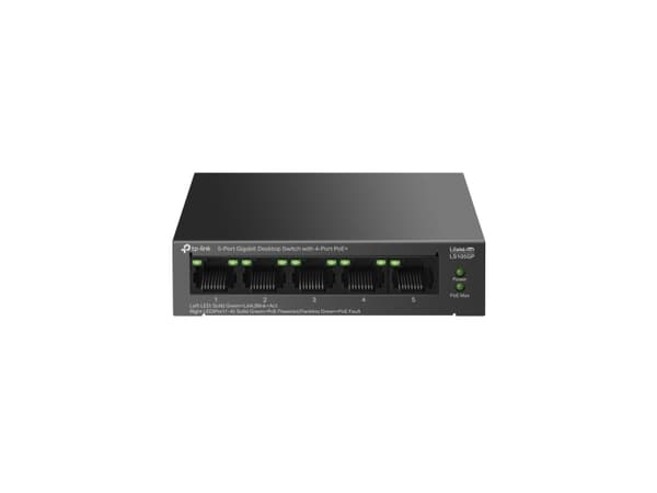 TP-Link LiteWave LS105GP, Ohanterad, Gigabit Ethernet (10/100/1000), Strömförsörjning via Ethernet (PoE) stöd Svart