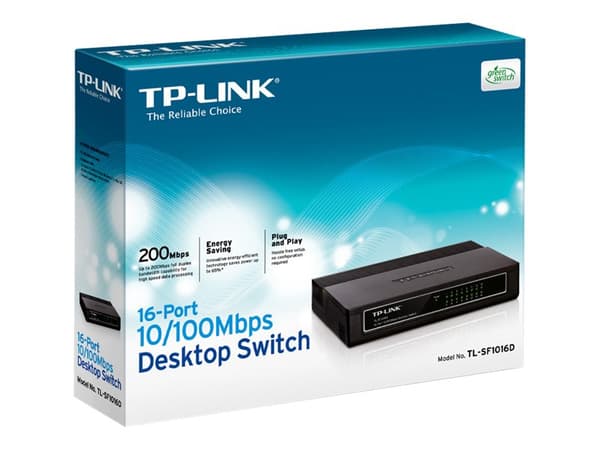 TP-LINK TL-SF1016D 16-ports 10/100Mbps Desktop Switch - Switch - 16 x 10/100 - desktop