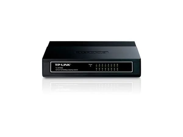 TP-LINK TL-SF1016D 16-ports 10/100Mbps Desktop Switch - Switch - 16 x 10/100 - desktop Svart
