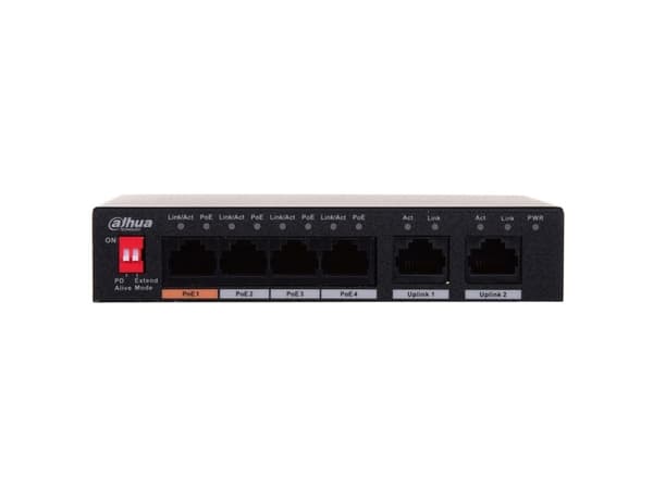 Dahua Technology PFS3006-4ET-60, Hallitsematon, L2, Fast Ethernet (10/100), Power over Ethernet -tuki, Seinäkiinnitteinen