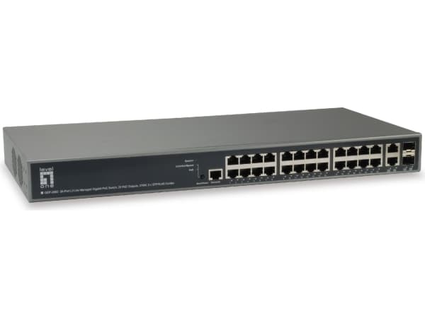 LevelOne GEP-2682 - Switch - L3 Lite - Administrerad - 24 x 10/100/1000 (PoE+) + 2 x Gigabit SFP - rackmonterbar - PoE+ (370 W)
