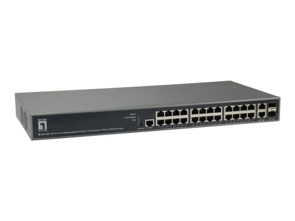 LevelOne GEP-2682 - Switch - L3 Lite - Administrerad - 24 x 10/100/1000 (PoE+) + 2 x Gigabit SFP - rackmonterbar - PoE+ (370 W)