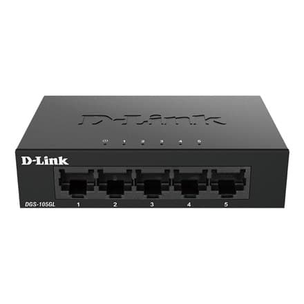 D-Link | Ethernet-switch | DGS-105GL/E | Ohanterad | Desktop | 10/100 Mbps (RJ-45) portar kvantitet | 1 Gbps (RJ-45) portkvantitet Svart