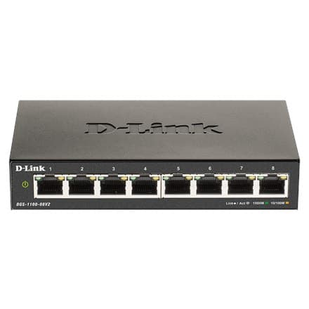 D-Link | Älykäs Gigabit Ethernet -kytkin | DGS-1100-08V2 | Hallittu | Työpöytä | 1 Gbps (RJ-45) porttien määrä | SFP-porttien määrä musta