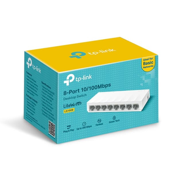 TP-LINK | 8-ports 10/100 Mbps Desktop Network Switch | LS1008 | Uadministreret | Desktop | 1 Gbps (RJ-45) porte antal | SFP-porte kv