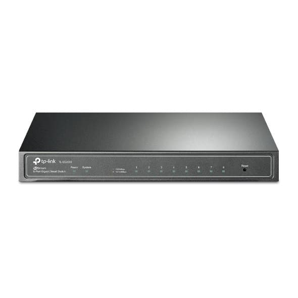 TP-LINK | JetStream 8-Port Gigabit Smart Switch | TL-SG2008P | Web Administreret | Desktop | 1 Gbps (RJ-45) porte antal | SFP-porte Sort