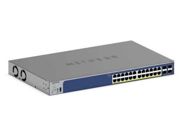 NETGEAR Smart GS728TXP - V3 - switch - L3 Lite - smart - 24 x 10/100/1000 (PoE+) + 4 x SFP+ - stasjonær, rackmonterbar - PoE+ (190 W)