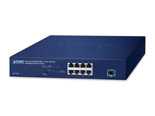 PLANET 8-Port 10/100/1000/2500T +, Uhåndtert, 2.5G Ethernet (100/1000/2500), Rack-montering Blå