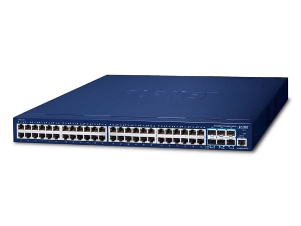 PLANET SGS-6310-48T6X, hanterad, L3, Gigabit Ethernet (10/100/1000), Full duplex, Rackmontering, 1U Blå