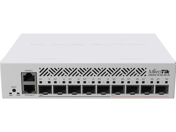 MikroTik CRS310-1G-5S-4S+IN - Switch - L3 - 5 x Gigabit SFP + 4 x 10 Gigabit SFP+ + 1 x 10/100/1000 - skrivbordsmodell, rackmonterbar - PoE+ - Likstr
