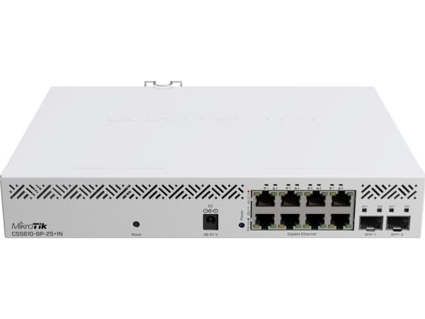 MikroTik CSS610-8P-2S+IN - Kytkin - smart - 8 x 10/100/1000 + 2 x 10 Gigabit SFP+ - pöytäkone, telineeseen asennettava - PoE+ (140 W)