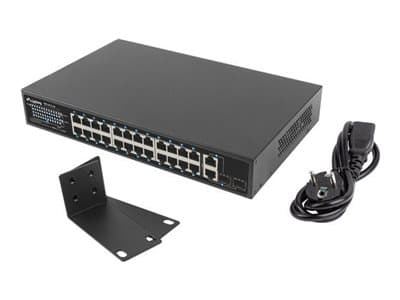 Lanberg - Switch - ohanterad - 24 x 10Base-T + 2 x combo Gigabit SFP/RJ-45 (upplänk) - rackmonterbar - PoE+ (250 W)