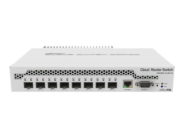 MikroTik Cloud Router Switch CRS309-1G-8S+IN - Switch - Styrt - 8 x SFP+ + 1 x 10/100/1000 (PoE) - rackmonterbar - PoE Hvit