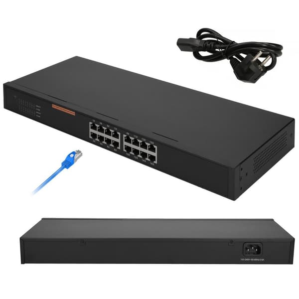 Extralink HEXON | Skift | 16x 10/100Mb/s, Desktop-etui Sort