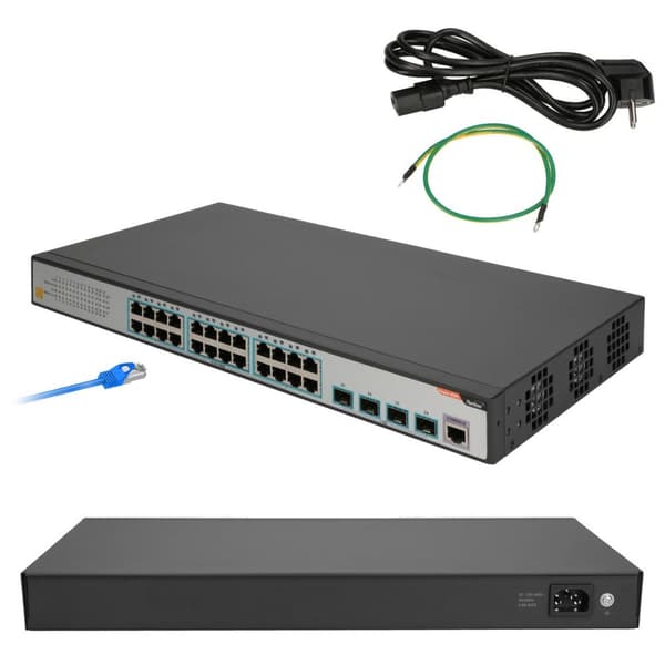 Fiberhome S4820-28T-X-AC | Skift | 24x RJ45 1000Mb/s, 4x SFP+ Sort, Grå