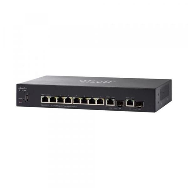 Cisco SG350-10-K9 Managed L3 Gigabit Ethernet (10-100-1000) Svart - Nätverksswitchar (Managed, L3, Gigabit Ethernet (10-100-1000))- USED
