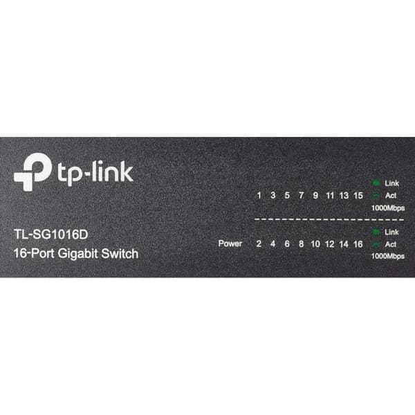 16-portars Gigabit Ethernet-switch - TP-Link TL-SG1016D - Desktop/rackbar - Metallhölje - Svart