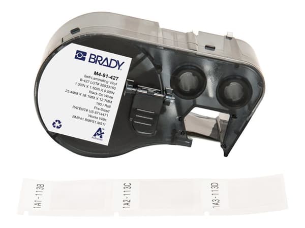 Brady B-427 - Vinyl - matt - permanent akrylhäftning - vit - 25.4 x 38.1 mm 180 etikett (er) (1 rulle/rullar x 180) självlaminerande etiketter - för