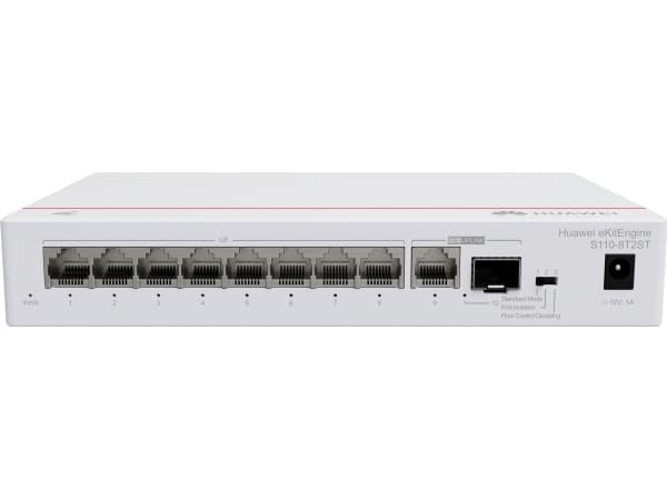 Switch Huawei HUAWEI S110-8T2ST 8x10/100/1000BASE-T ports 1xGE SFP port 1x10/100/1000BASE-T port with 7xAC power adapter fanless