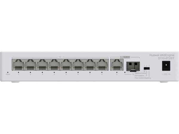 Switch Huawei HUAWEI S110-8T2ST 8x10/100/1000BASE-T ports 1xGE SFP port 1x10/100/1000BASE-T port with 7xAC power adapter fanless