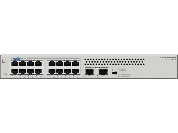 Huawei eKitEngine S110 Series S110-16T2S - Switch - ohanterad - 16 x 10/100/1000 + 2 x gigabit SFP (upplänk) - skrivbordsmodell, väggmonterbar