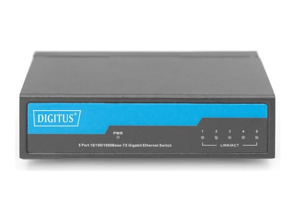 Digitus DN-80202-1, Hallitsematon, Gigabit Ethernet (10/100/1000), täysduplexliikenne musta