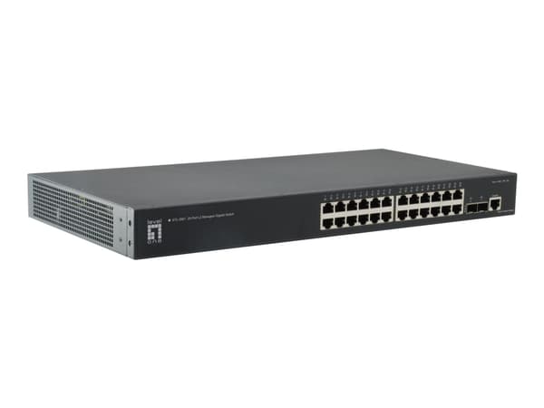 LevelOne GTL-2661 - Switch - 24 x 10/100/1000 + 2 x 10 Gigabit SFP+ - skrivbordsmodell, rackmonterbar Svart