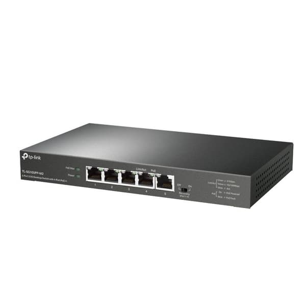 TP-LINK TL-SG105PP-M2 Switch - 5 ohanterade Gigabit Ethernet-portar med PoE-strömförsörjning
