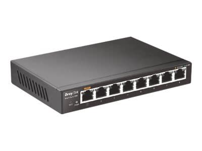 Draytek VIGORSWITCH G1080, Hallitsematon, L2, Gigabit Ethernet (10/100/1000), Täysin kaksipuolinen musta