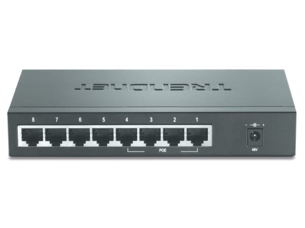 TRENDnet TPE-S44 - Switch - 4 x 10/100 (PoE) + 4 x 10/100 - skrivbordsmodell - PoE - TAA-kompatibel