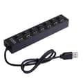 Miniatyrbild 2 av 4: Powered USB Hub, 7-portars USB 2.0 Hub Plus-portar med på/av-brytare - Strömadapternav
