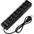 Miniatyrbild 1 av 4: USB-hubb 7 portar - Noname - Svart - USB 2.0 - ON/OFF-brytare - LED-indikatorer