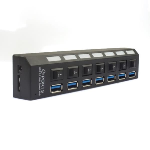 7-portars USB 3.0 HUB-adapter med LED-indikator