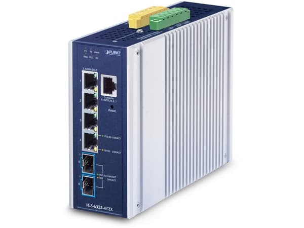 PLANET IP30 Industrial L3 4-Port, hanterad, L3, 2.5G Ethernet (100/1000/2500), Full duplex, Monteringsbar på väggen