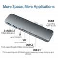 Miniatyrbild 3 av 4: USB C Hub, 7 i 1 USB C-adapter för Macbook Pro/Air, Thunderbolt 3.1 PD 100W, HDMI 4K, 2 USB 3.0-portar, SD/TF-kortläsare