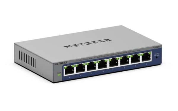 NETGEAR Plus GS108Ev4 - Switch - ohanterad - skrivbordsmodell, väggmonterbar, rackmonterbar