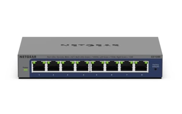 NETGEAR Plus GS108Ev4 - Switch - ohanterad - skrivbordsmodell, väggmonterbar, rackmonterbar