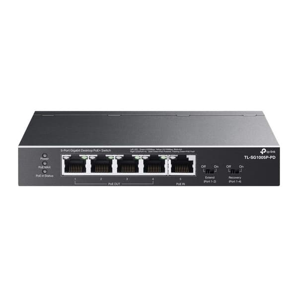 TP-Link TL-SG1005P-PD. Grundläggande RJ-45 Ethernet-växlingsportar: Gigabit Ethernet (10/100/1000), Antal portar Svart