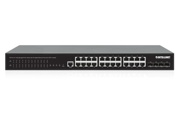 Intellinet 561846, hanterad, L2+, Gigabit Ethernet (10/100/1000), Strömförsörjning via Ethernet (PoE) stöd, Rackmontering, 1U