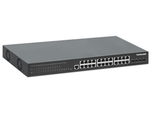 Intellinet 561846, hanterad, L2+, Gigabit Ethernet (10/100/1000), Strömförsörjning via Ethernet (PoE) stöd, Rackmontering, 1U