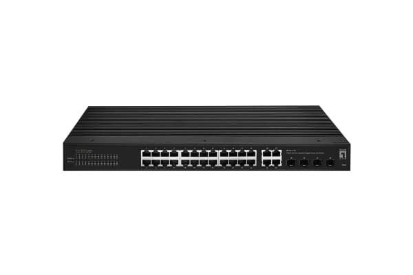 LevelOne IGS-2128, Hanterad, L2, Gigabit Ethernet (10/100/1000), Full duplex, Rackmontering Svart