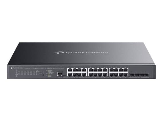 TP-Link Omada SG3428XMPP, Håndtert, L2+, Gigabit Ethernet (10/100/1000), Strøm over Ethernet (PoE), Rack-montering, 1U Sort