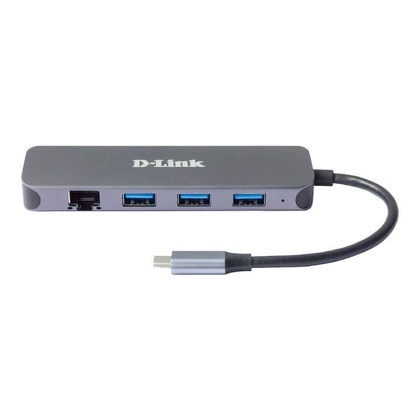 USB-C 5-i-1-hubb - D-Link - DUB-2334 - 3 portar USB 3.2 - Gigabit Ethernet - Självförsörjande