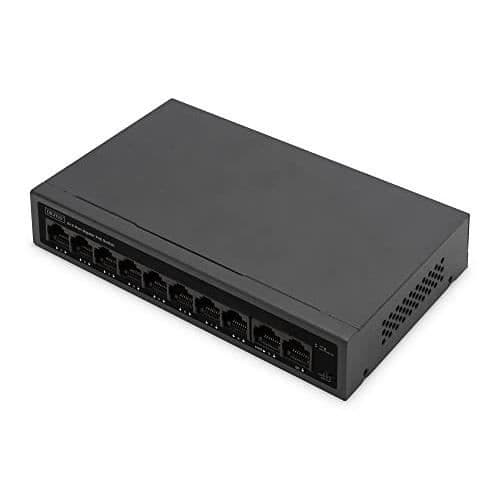Switch - DIGITUS - 8+2 GIGABIT ETHERNET POE PORT - Flödeskontroll - IEEE802.3 standard Svart
