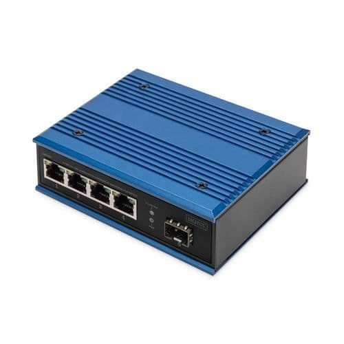 Industriell PoE-switch 4 portar 10-100-1000BASE-TX + 1 port - DIGITUS