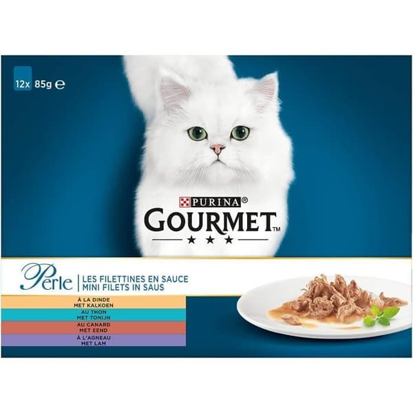 Gourmet 5115749 - KVM SWITCH - Perlefileter i sås med anka, lamm, tonfisk och kalkon - 12 x 85 g - Påsar