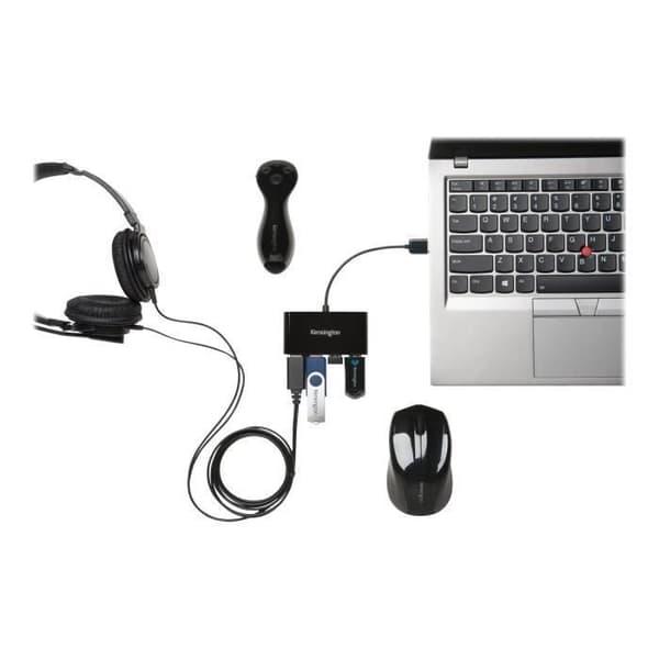 USB 2.0-hub - KENSINGTON - 4 portar - Svart - USB-drivet - Extern